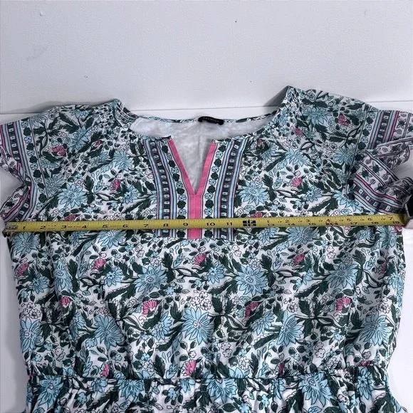 Talbots Floral Cotton Voile Split Neck Dress 8 Preppy Flow Midi Cottagecore Boho - Picture 8 of 13